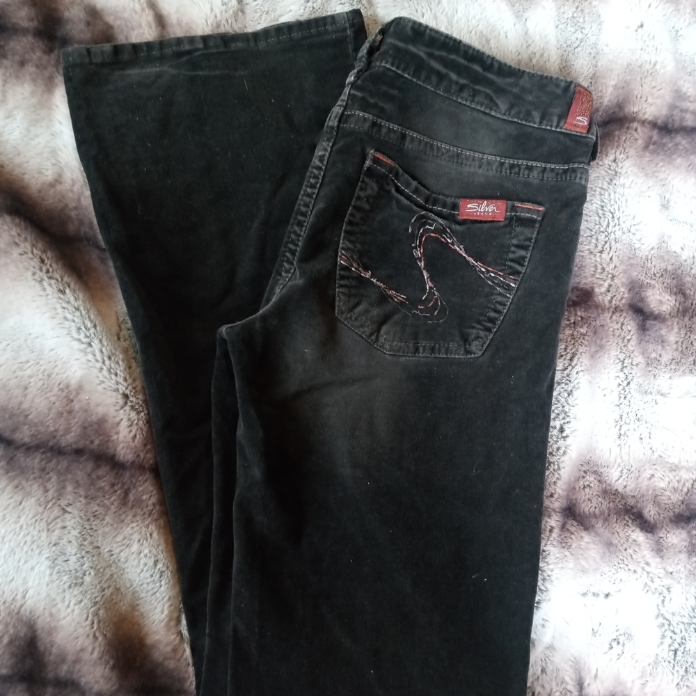 Black Wash suede Silver Flares.